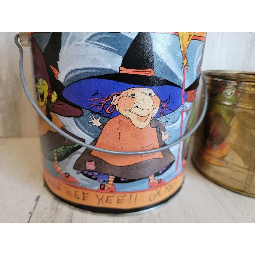 Vintage‎ witch metal bucket set Halloween home decor